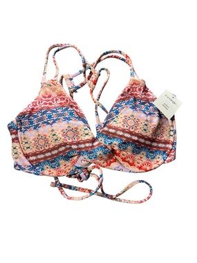 George Ladies Boho Mandala Print Bikini Top Strappy Halter M NWT